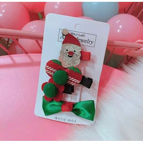 Set de 4 nœuds et barrettes de Noël en tissu - Cadeau parfait pour fille - Accessoires cheveux festifs pour ambiance de Noël (1/4)