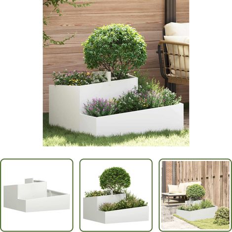 Pot métallique - Cache-pot de jardin Blanc 80 x 80 x 50 cm Acier laminé à froid (1/5)