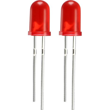 Lot de 40 diodes LED rouges de 5 mm avec lentilles colorées, diffuseur rond, 1,9-2,1 V, 20 mA, 0,02 W, composants électroniques pour l'éclairage. (1/4)