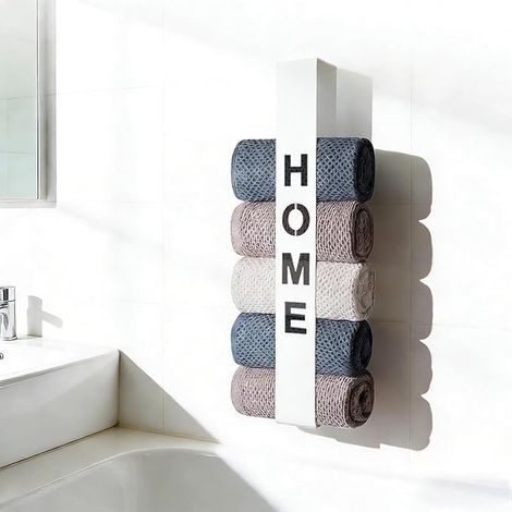 Guest Towel Holder, 42 cm, Wall Mounted Bathroom Towel Holder without Drilling, White Towel Holder without Drilling, Adhesives, for Bathroom and Kitchen (1/3)