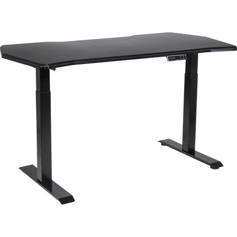 Dellonda DH241 Carbon Fibre Effect Electric Height Adjustable Standing Desk, 1400 x 700mm Dual Motor 100kg