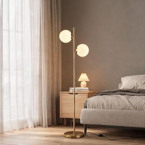 Lampadaire en métal et verre 2 abat-jour orientables 165 cm (1/5)