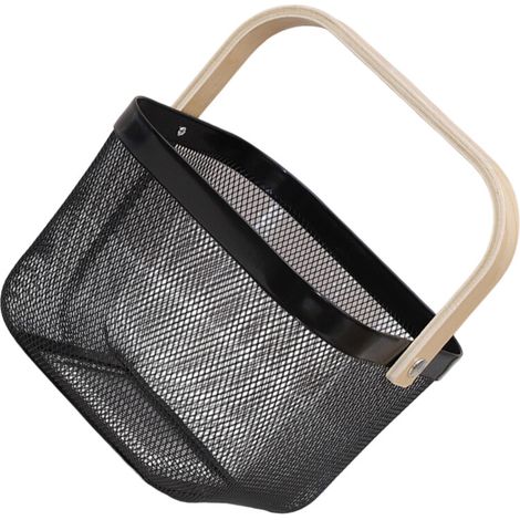Elegante e moderno cesto portafrutta a rete, dal design nero.