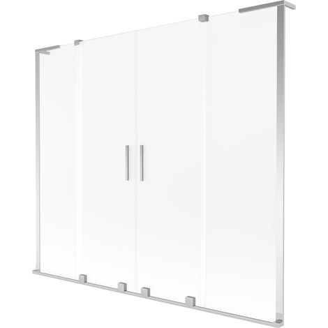 Mexen Velar L Duo mampara de bañera de 2 paneles deslizante 180 x 150 cm, escarchado, cromo - 896-180-003-32-01 (1/2)