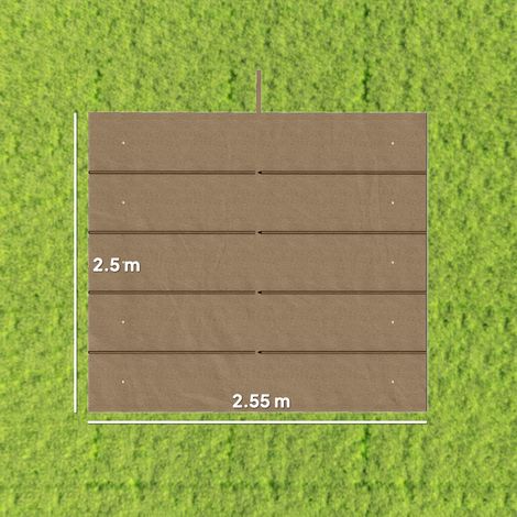 Toit en polyester pour pavillon/pergola (avec 10 trous de drainage), 250x255 cm, pour pergolas de 3x3m, marron clair. (1/5)