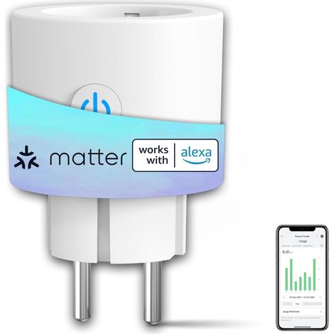 ANTELA Prise Connectée Matter 16A WiFi Mesure de Consommation Électrique Compatible avec Alexa Google Home SmartThings Homekit Smart Life APP Horaires et Minuterie (1/5)