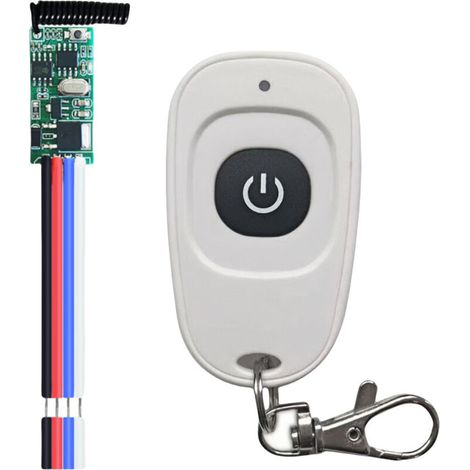 Interruttore con telecomando RF DC12V, kit telecomando + ricevitore 12V, mini modulo relè LED ad alta sensibilità 433MHz, DC 3,5-12V, per serratura porta garage, cicalino (1/4)