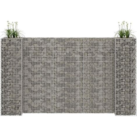 Jardinière de jardin - Balconnière à fleurs à gabion en H Fil d'acier 260x40x150 cm BV862301 - BonneVie (1/5)