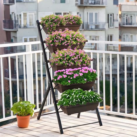 Porte-plantes marron en acier 63 x 55 x 120 cm (1/5)