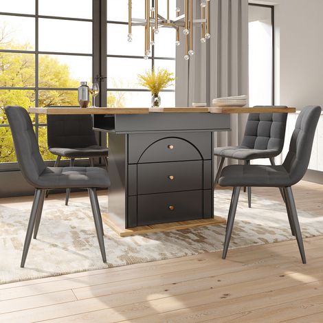 Tavolo pranzo allungabile 110 140 cm cucina nero naturale OKMYHOME (1/5)