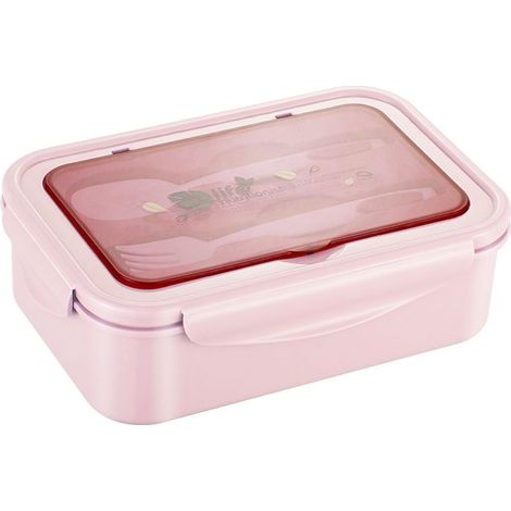 Lunch Box, Bento Box Boite Bento avec Fourchette1300ml Sécurité Anti-Fuite Écologique Hermétique Boîte à Repas pour Le Pique-Nique, l'école, Le Travail(rose) (1/4)