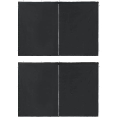 Lot de 2 Paroi de tente de réception - Accessoire pour tente et tonnelle fermeture éclair PE Anthracite BV444965 - BonneVie (1/2)