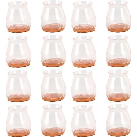 Lot de 16 protections transparentes pour pieds de chaise – Rond format moyen – Antidérapantes et anti-bruit (1/5)