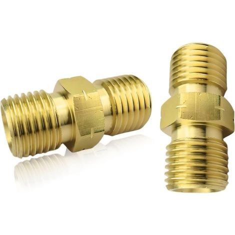 Lot de 2 raccords rapides pour tuyau de gaz - Raccord de tuyau de gaz - 1/4" AG - Raccord rapide en laiton - Pour climatisation, installations solaires sanitaires (1/5)