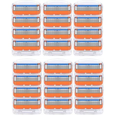 APEX 24 lames de rasoir, recharges pour Fusion 5, lames de rasoir pour hommes - Orange Nouvelle Version