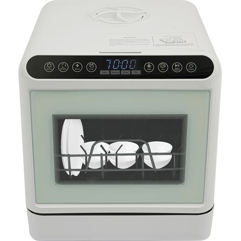 Mini lave-vaisselle de table portable avec réservoir d'eau de 6 litres avec séchage à l'air chaud pour appartements, camping-cars et camping-cars (1/5)