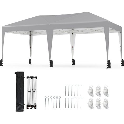 3 x 6 m Pop-Up-Pavillon mit UV-Schutz, Grau