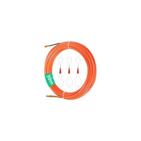 30M Aiguille Electricien,Tire Fils Electrique Aiguille Nylon,φ4mm Tire Fil Electrique avec 3 Tête Flexible de Guidage Aiguille Tire Fil Enfileur pour Fils électrique Tire Cable (Orange) (1/5)