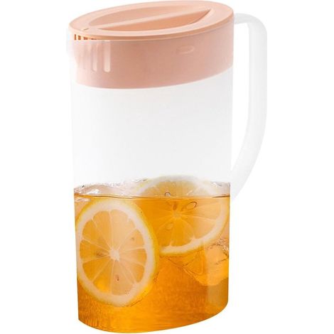 Brocca per succhi di frutta, caraffe colorate dai colori pastello, contenitore per bevande infrangibile, resistente, senza BPA, capacità di 2 litri con coperchio a tenuta stagna. (1/5)