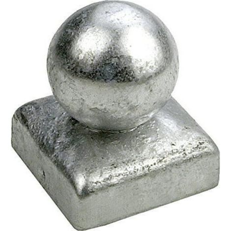 Capuchon de Poteau - 70 x 70 mm - Boule - Acier Galvanisé à Chaud - 1 Pièce