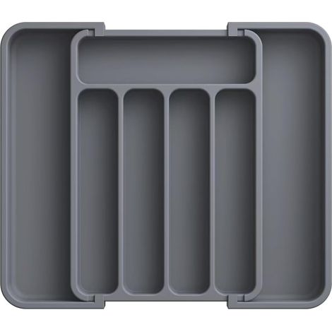 Range-Couverts Tiroir, Réglable, Plastique, Noir, 5-7 Compartiments, Organisation, Cuisine, Ustensiles (1/5)