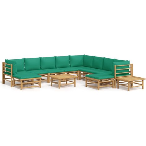 Maison Exclusive - Set Salotto da Giardino 12pz con Cuscini Verdi Bambù