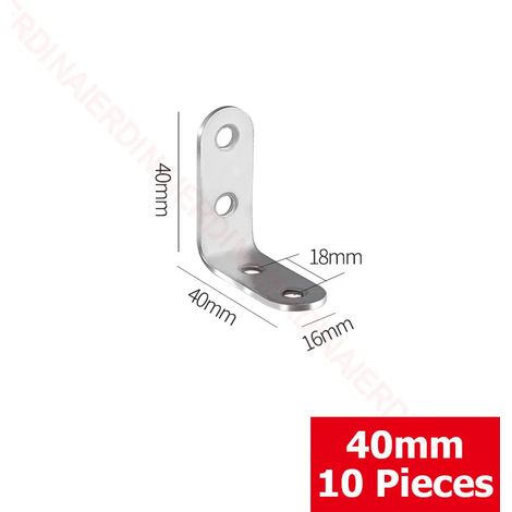 (40 x 40 x 16 mm 04) Lot de 10 équerres d'angle à 90° en acier inoxydable, fixations murales pour étagères, tables, chaises (1/5)
