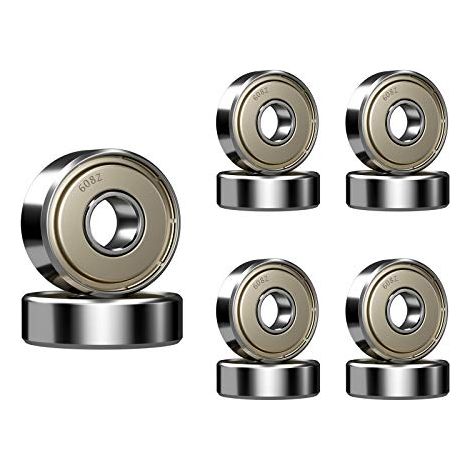 10 Pieces 608 ZZ Ball Bearing, 608ZZ Metal Double Shielded Miniature Deep Groove Skateboard 3D Printer Ball Bearings (8 x 22 x 7 mm)