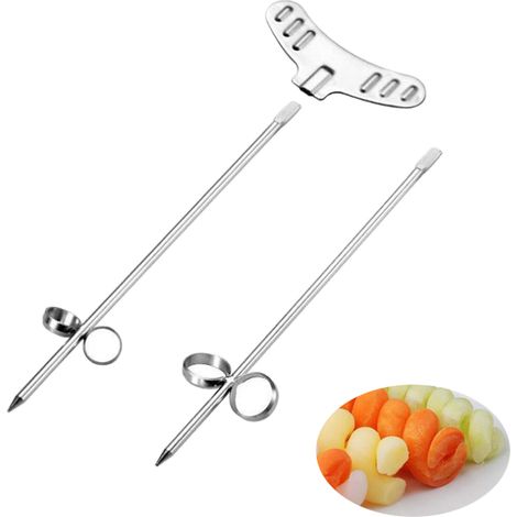 2-teiliger manueller Gemüseschneider aus Edelstahl, Spiralschneider für Kartoffeln und Obst, DIY-Werkzeug zum Schnitzen von Lebensmitteln (1/5)