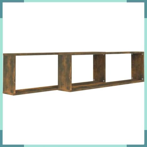 Étagère murale - 815906 - Chêne fumé - 100 x 15 x 30 cm - Lot de 2 (1/5)