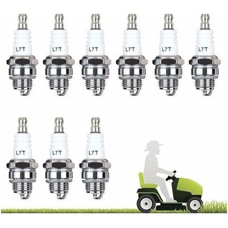 Lot de 10 Bougie D\'allumage L7T Bougie Tronconneuse Débroussailleuse Tondeuse pour Moteur à Deux Temps Taille Haie Débroussailleuse (1/5)