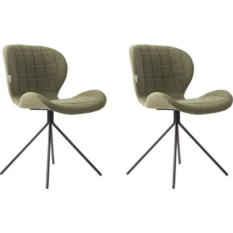 Lot de 2 chaises vintage en tissu vert - OMG