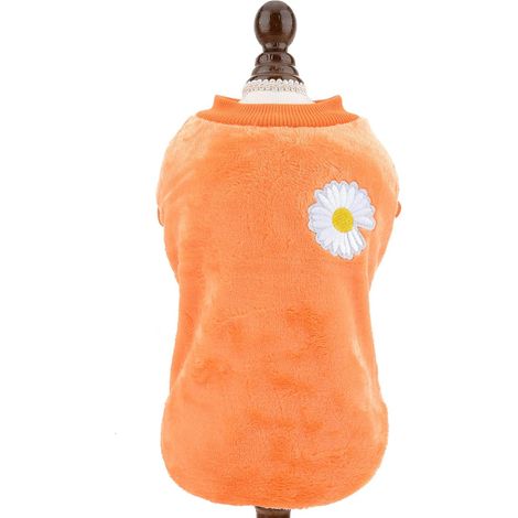 Pull doux en polaire pour animaux de compagnie pour garder au chaud la veste d'hiver à motif floral (XL, orange) (1/3)