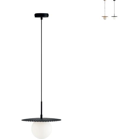 Hängelampe Metall mit Glasdiffusor 30cm Chaplin LS1 - Schwarz (1/2)