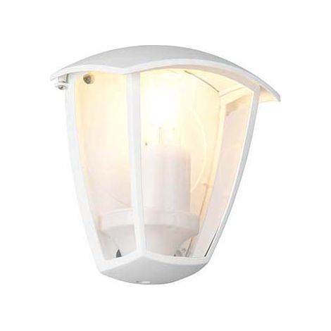 Applique murale d'extérieur en aluminium blanc, lanterne E27 IP44 H20cm (1/5)