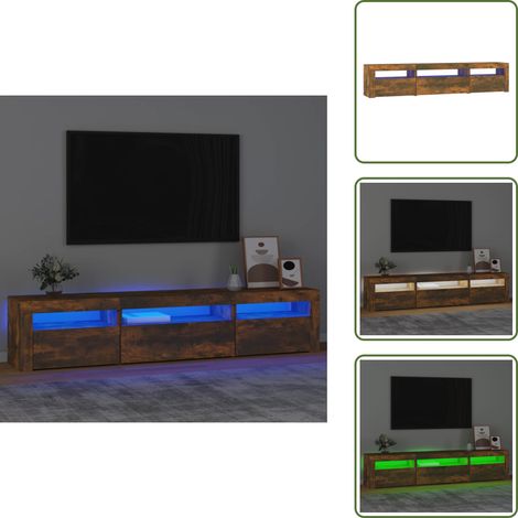 Meuble TV avec lumières LED Chêne fumé 195x35x40 cm - Meuble Tv - Meuble Audiovisuel - Télévision Murale - Support Tv - Meubles Living Room (1/5)