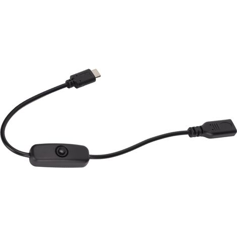 Câble d'extension USB Type C mâle/femelle 30 cm avec interrupteur marche/arrêt pour téléphone portable, noir (1/5)
