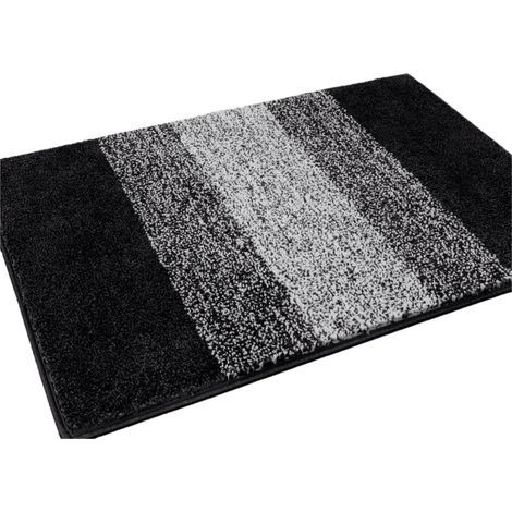 Tapis d'entrée antidérapant, absorbant, retenant la boue, tapis d'intérieur, tapis d'entrée lavable (90 x 60 cm, noir) (1/5)