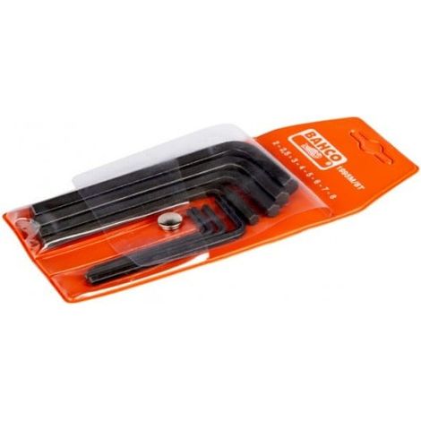 BAHCO - Jeu de clés mâles 6 pans, métriques, finition phosphatée, 2 - 8 mm - 8 pc