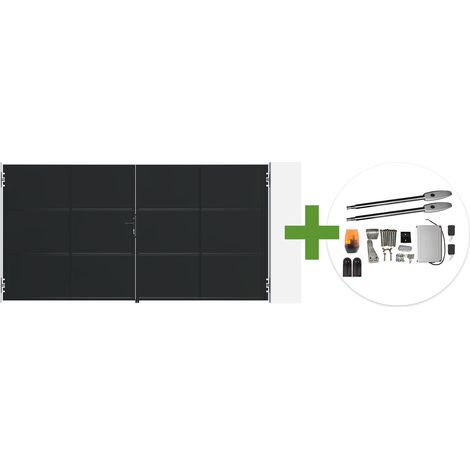 Portail battant acier noir mat 3,5m NALI H.180cm + moteur Tanker B250 (1/5)