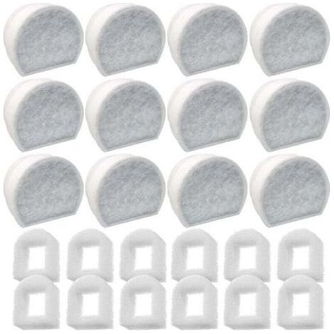 Lot de 24 Préfiltres en Mousse et Filtre à Carbone Compatible avec PetSafe Drinkwell Fountain INOX 360 Avalon Pagoda Seascape et Sedona Fontaines, Filtre pour Fontaine à Eau Chat Chien (1/5)