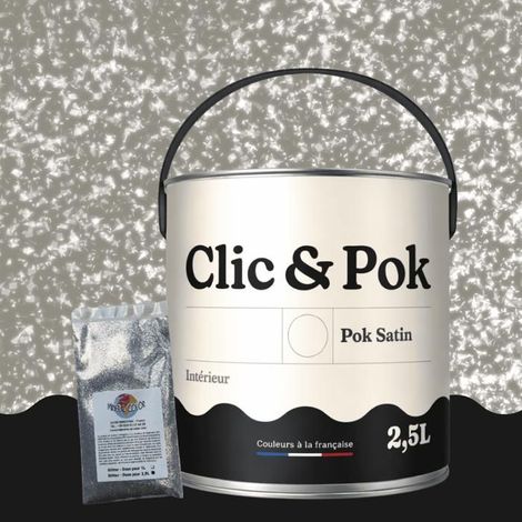 Peinture Effet Pailleté pour Murs & Plafonds - POK PAILLETTE - 2,5L - Taupe Grisée (1/4)