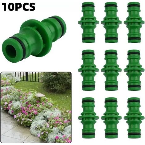 Lot de 10 raccords de tuyau d'arrosage mâles doubles à fixation rapide en plastique avec joint torique en caoutchouc pour tuyau d'arrosage de jardin. Raccord rapide ABS.
