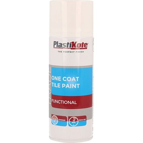 PlastiKote Trade One Coat Spray Tile Paint Gloss White 400ml PKT71026