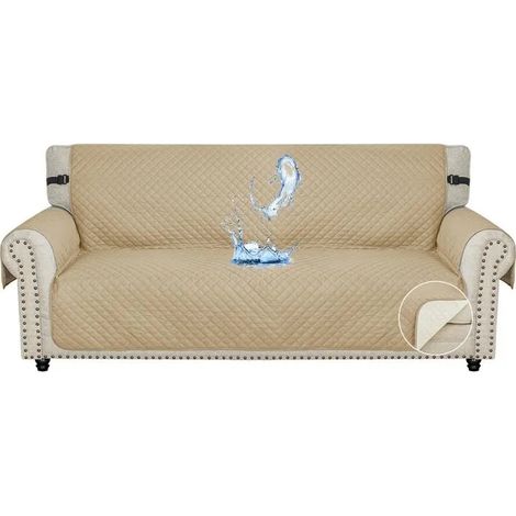 Ystyle Housse Canapé 4 Places, Impermeable Housse de Canapé avec Accoudoirs, Universelle Protege Canape, Kaki (1/4)