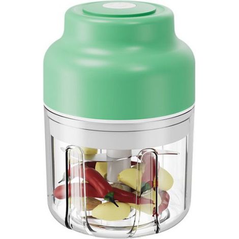 1 Mini hachoir électrique, sans fil, 4 lames acier inoxydable, bol transparent, pour ail oignons épices cuisine (1/2)