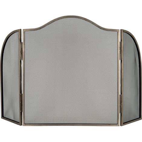 Antiqued Fire Screen - Metal - L3 x W65 x H65 cm - Silver