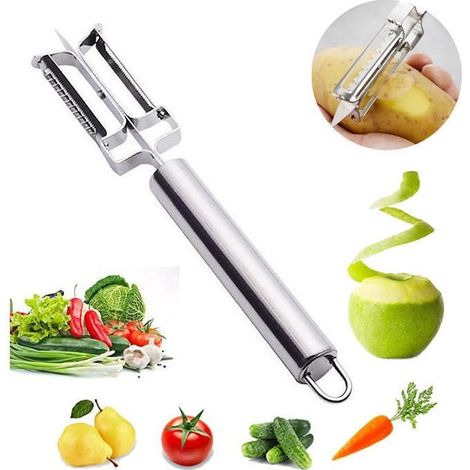 Éplucheur de Légumes - Multifonctionnel - Acier Inoxydable - Argent - 21.5cm - Compatible Lave-Vaisselle (1/4)