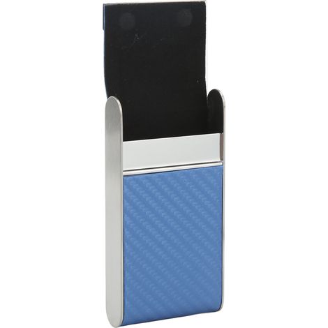 Étui à cigarettes en métal étanche et anti-poussière, format fin, pour 20 cigarettes fines, bleu
