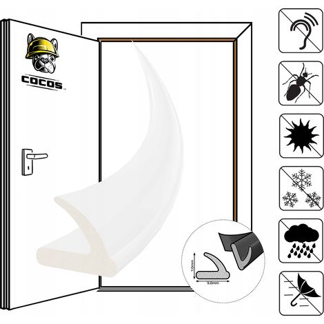 Burlete autoadhesivo para puerta y ventana V 9X7 mm BLANCO (1/5)